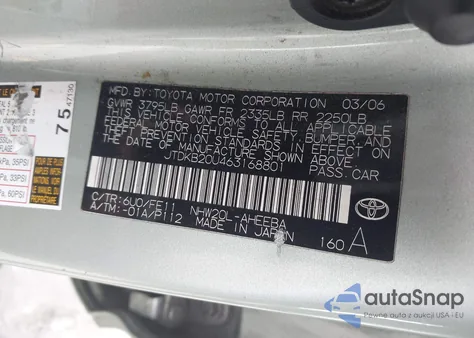 2006 Toyota Prius from USA, damaged, VIN JTDKB20U463168801